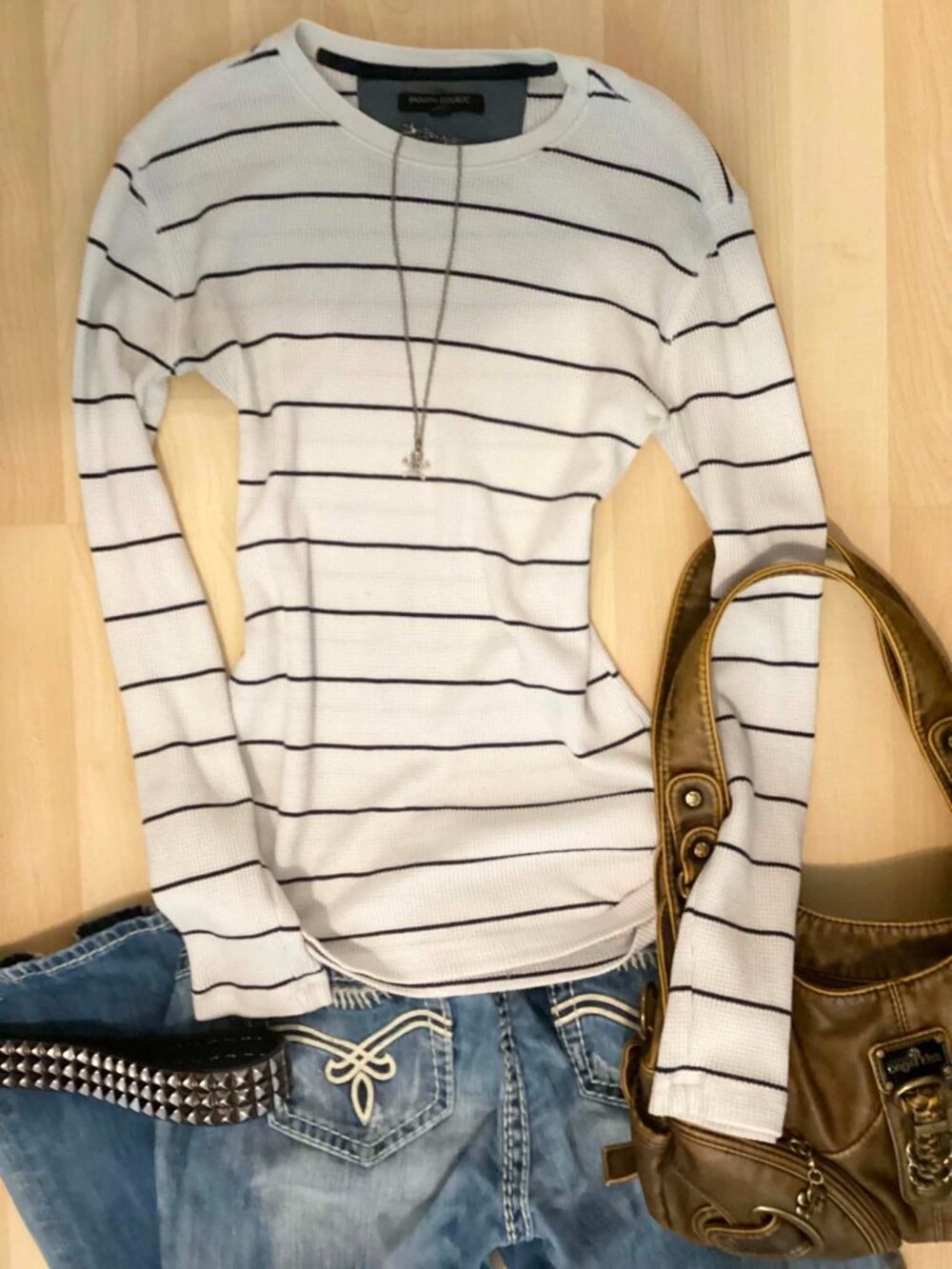 Banana Republic White and Black Striped Top